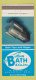 Matchbook Cover - John Bath Taps Gages Worcester MA 30 Strike