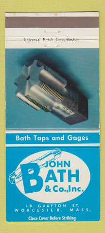 Matchbook Cover - John Bath Taps Gages Worcester MA 30 Strike