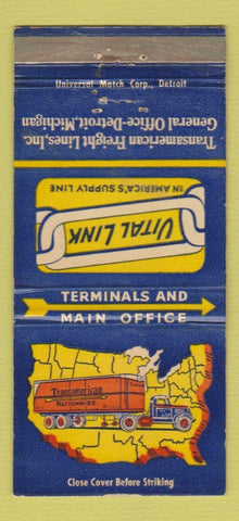 Matchbook Cover - Transamerican Nationwide Trucking Detroit MI WEAR 30 Strike