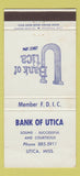 Matchbook Cover - Bank of Utica MS WEAR 30 Strike