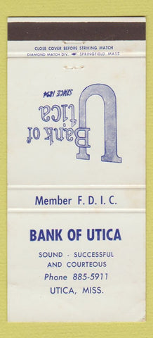 Matchbook Cover - Bank of Utica MS WEAR 30 Strike