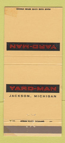 Matchbook Cover - Yard Man Jackson MI WORN mowers 30 Strike