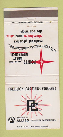 Matchbook Cover - Precision Castings Company Cleveland OH Rockford IL 30 Strike