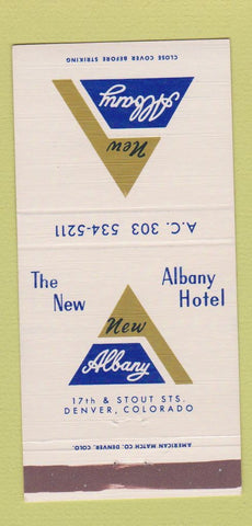 Matchbook Cover - New Albany Hotel Denver Colorado 30 Strike