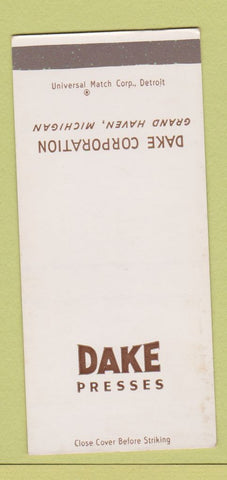 Matchbook Cover - Dake Presses Grand Haven MI SAMPLE 30 Strike