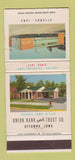 Matchbook Cover - Union Bank and Trust Ottumwa IA 30 Strike