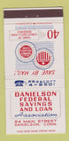 Matchbook Cover - Danielson Federal Savings Loan CT 30 Strike