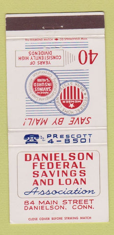 Matchbook Cover - Danielson Federal Savings Loan CT 30 Strike