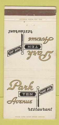 Matchbook Cover - Park Avenue Restaurant New York City 30 Strike