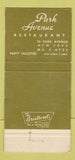 Matchbook Cover - Park Avenue Restaurant New York City 30 Strike