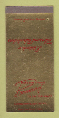 Matchbook Cover - Bomanzi Lexington KY SAMPLE WEAR 30 Strike