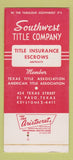 Matchbook Cover - Southwest Title Company El Paso TX SAMPLE 30 Strike