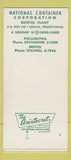 Matchbook Cover - National Container Boxes Bristol PA SAMPLE 30 Strike
