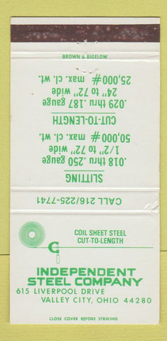 Matchbook Cover - Independent Steel Company Valley City OH WEAR 30 Strike