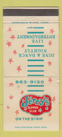 Matchbook Cover - Jerry's Supper Club Miami? FL WEAR 30 Strike