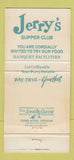 Matchbook Cover - Jerry's Supper Club Miami? FL WEAR 30 Strike