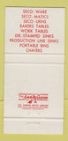 Matchbook Cover - Seco Company St Louis MO Food Equipment 30 Strike