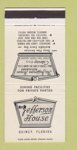 Matchbook Cover - Jefferson House Quincy FL 30 Strike