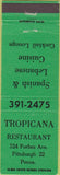 Matchbook Cover - Tropicana Restaurant Pittsburgh PA