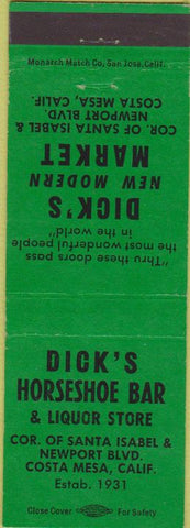Matchbook Cover - Dick's Market Bar Costa Mesa CA