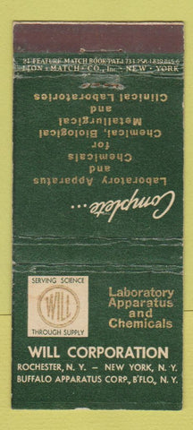 Matchbook Cover Will Corp Lab Apparatus Chemical New York City 21 Strike Feature