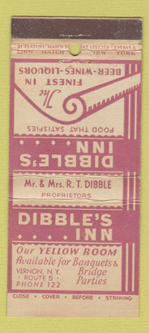 Matchbook Cover - Dibble's Inn Vernon NY 21 Strike Feature