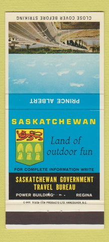 Matchbook Cover - Saskatchewan Toruism Regina SK Prince Albert 30 Strike
