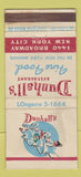 Matchbook Cover - Dunhall's Restaurant New York City 30 Stick