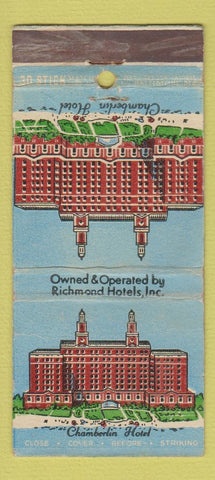 Matchbook Cover - Chamerlin Hotel Fort Monroe WEAR 30 Stick