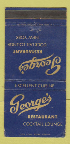 Matchbook Cover - George's Restaurant New York City WEAR 30 Strike