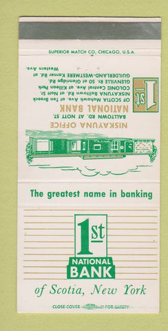 Matchbook Cover - 1st National Bank Scotia NY 30 Strike