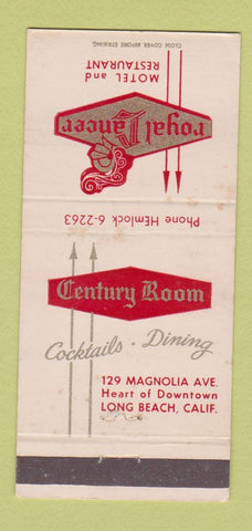 Matchbook Cover - Royal Lancer Motel Restaurant Long Beach CA 30 Strike