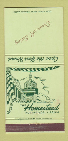 Matchbook Cover - Homestead Hot Springs VA Imprint 30 Strike