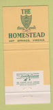 Matchbook Cover - Homestead Hot Springs VA Imprint 30 Strike