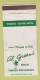 Matchbook Cover - Al Green's Palm Beach FL WEAR 30 Strike