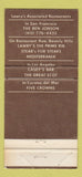 Matchbook Cover - Ben Johnson Restaurant San Francisco CA WEAR 30 Strike
