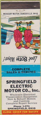Matchbook Cover - Springfield Electric Motor Co OH