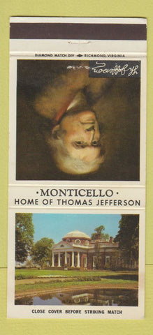 Matchbook Cover - Monticello Thomas Jefferson Charlottesville VA 30 Strike