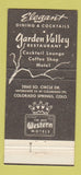 Matchbook Cover Garden Valley Restaurant Colorado Springs Best Western 30 Strike