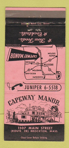 Matchbook Cover - Capeway Manor Brockton MA 30 Strike