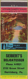 Matchbook Cover - Seibert's Deli Harrisburg PA