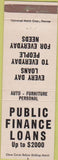 Matchbook Cover - Public Finance Abilene Lubbock Midland Odessa TX