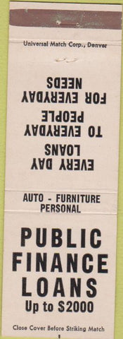 Matchbook Cover - Public Finance Abilene Lubbock Midland Odessa TX