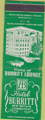 Matchbook Cover - Hotel Burritt New Britain CT
