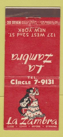 Matchbook Cover - La Zambra New York City girlie 30 Stick