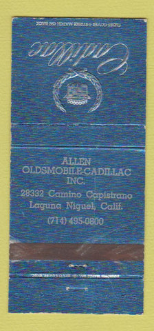Matchbook Cover - Allen Oldsmobile Cadillac Laguna Niguel CA WEAR 30 Strike