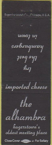 Matchbook Cover - The Alhambra Hagerstown MD?