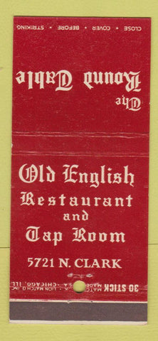 Matchbook Cover - Round Table Old English Restaurant Chicago IL 30 Stick