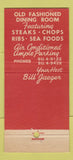 Matchbook Cover - Round Table Old English Restaurant Chicago IL 30 Stick