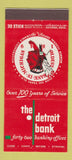 Matchbook Cover - Detroit Bank MI Indian 30 Stick